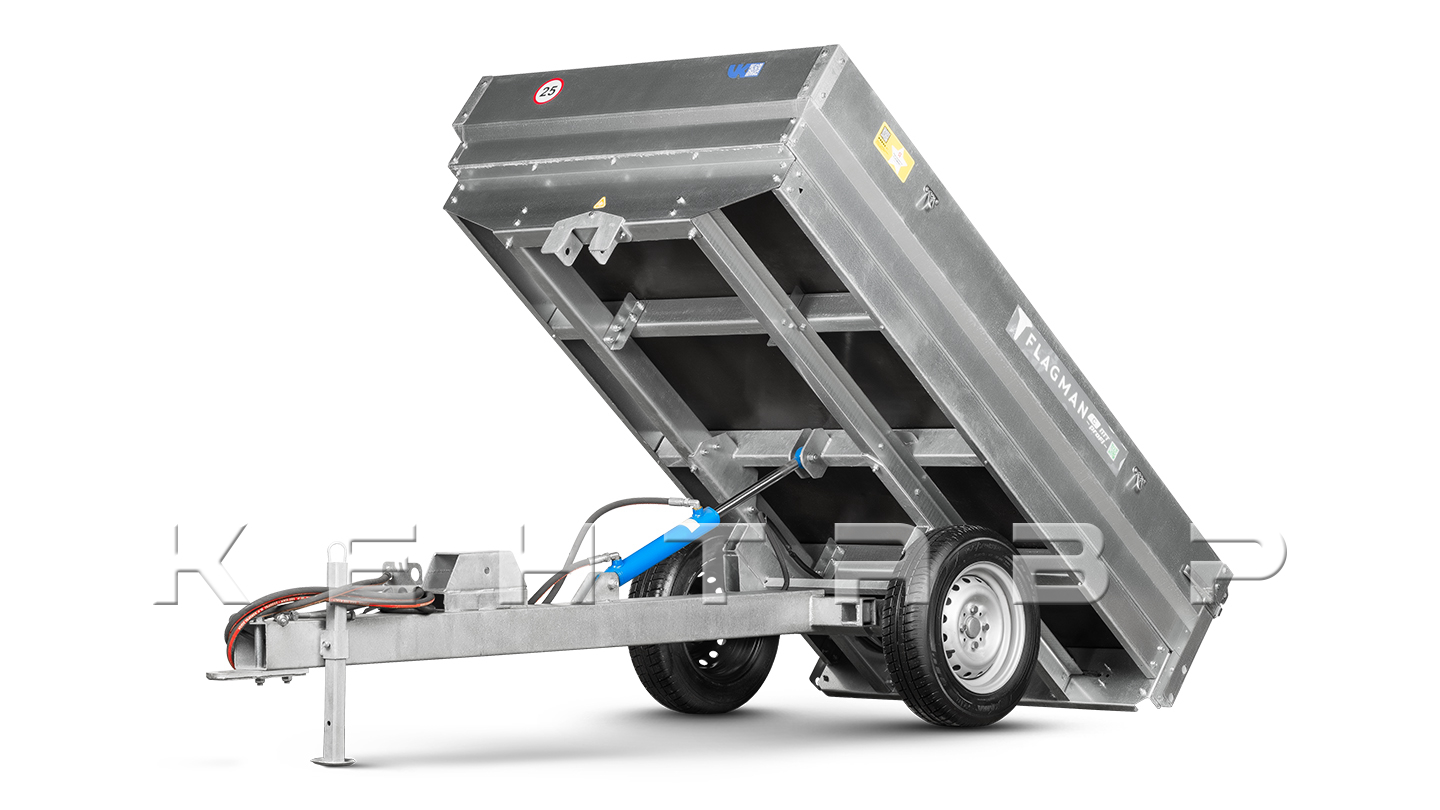 Прицеп Flagman | Флагман C/ПТТ — 1,0 с ПСМ к мини-трактору (самосвальный)